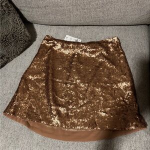 Abercrombie & Fitch Copper Sequin Mini Skirt